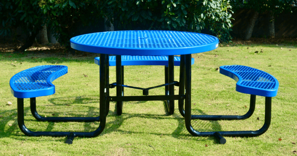 LifeYard ADA Outdoor Picnic Table 46" Round, Expanded Metal Wheelchair Accessible