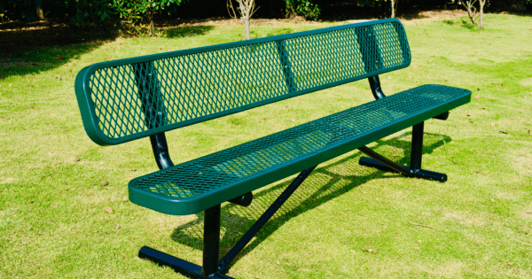 LifeYard 8' Park Bench w/ Backrest, Outdoor Steel Bench Green 02