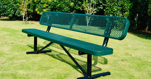 LifeYard 8' Park Bench w/ Backrest, Outdoor Steel Bench Green 03