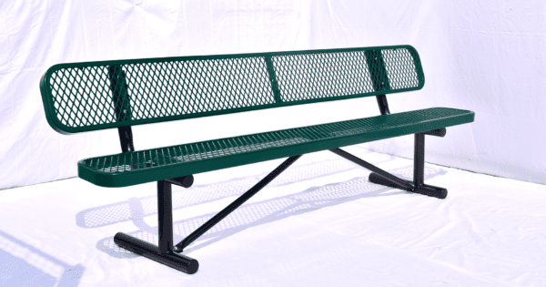 LifeYard 8' Park Bench w/ Backrest, Outdoor Steel Bench Green 05